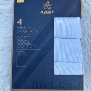 Rugby University Men's White A-Shirts - 4 Pack New